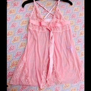 Fashion Nova Pink Tie Lace Lingerie Chemise Slip Top